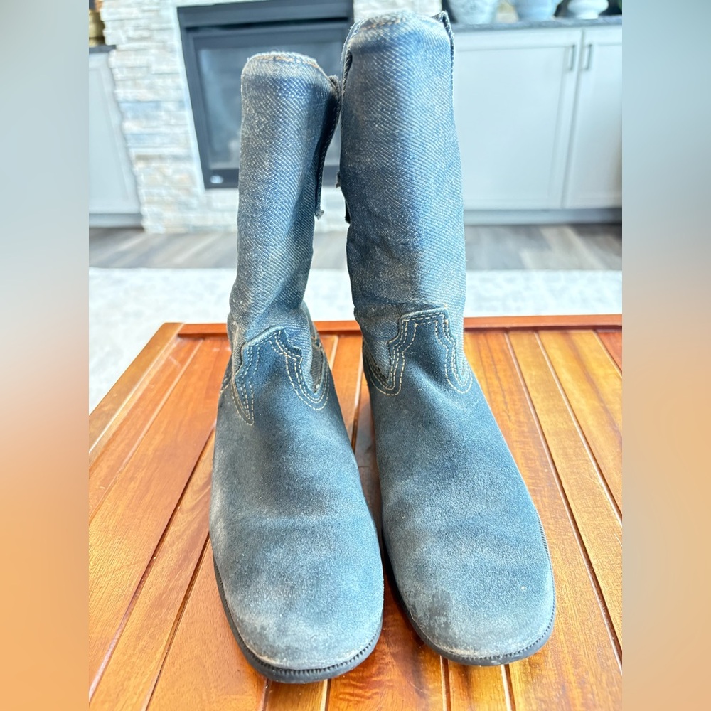Vintage Dingo Kids Denim Suede Western Boots